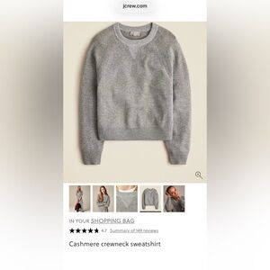 J. Crew Women’s Heather Ash Gray Cashmere Crewneck Sweatshirt